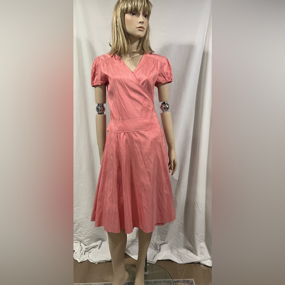 Chic Coral 100% silk wrap dress medium
